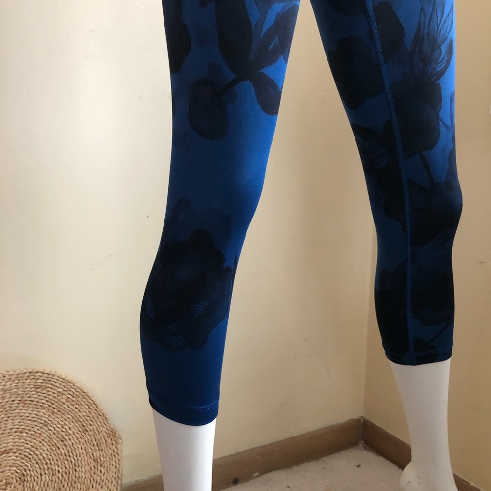 Lululemon Athletics Blue Leggings With Rose Prints View 4